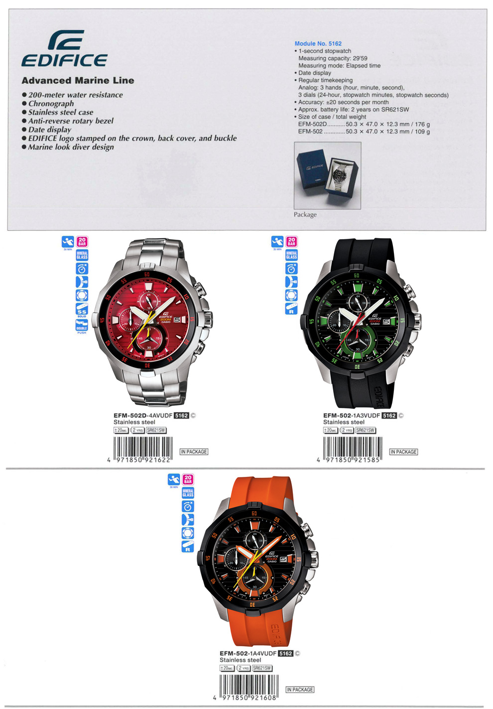 Casio edifice 5162 efm 502 online