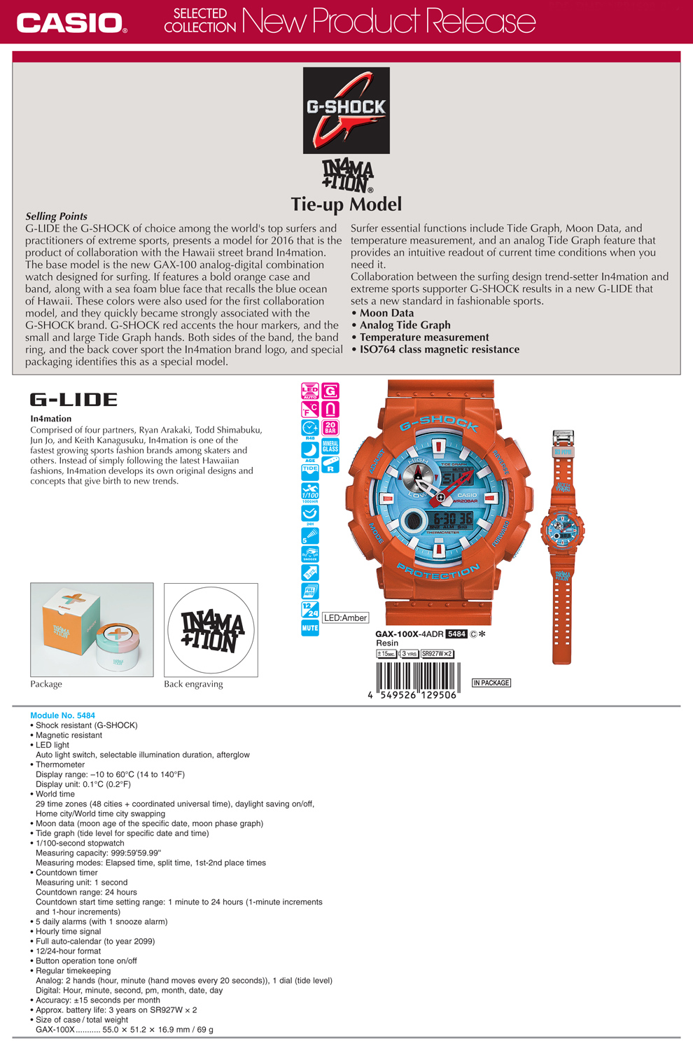 NPR G-SHOCK G-LIDE X IN4MATION GAX-100X-4A