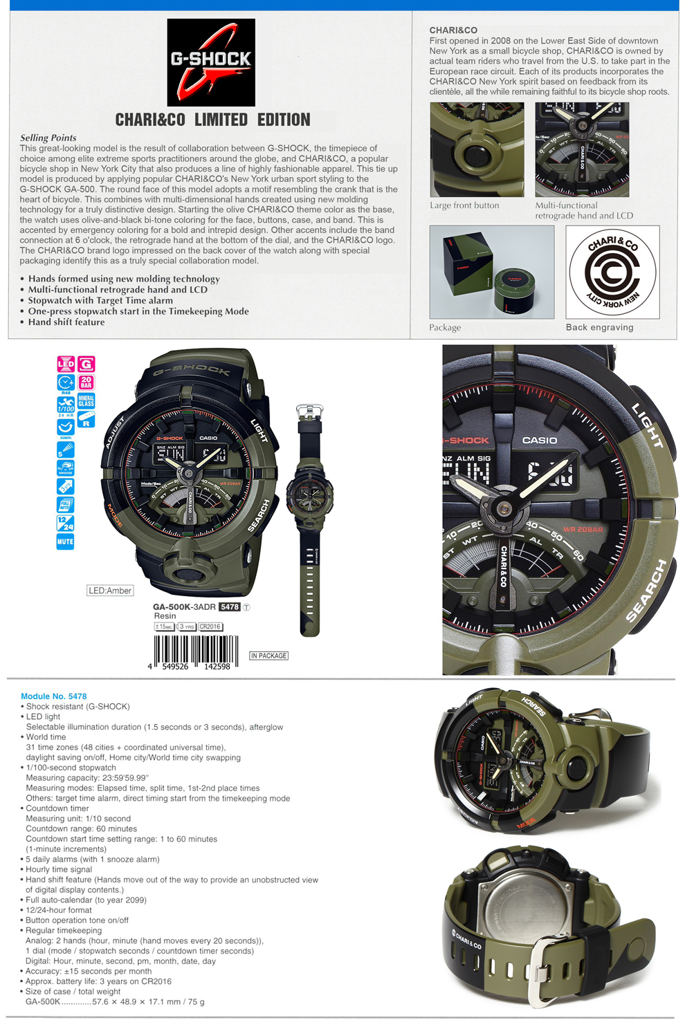 NPR G-SHOCK CHARI&CO Limited Edition - GA-500K-3A