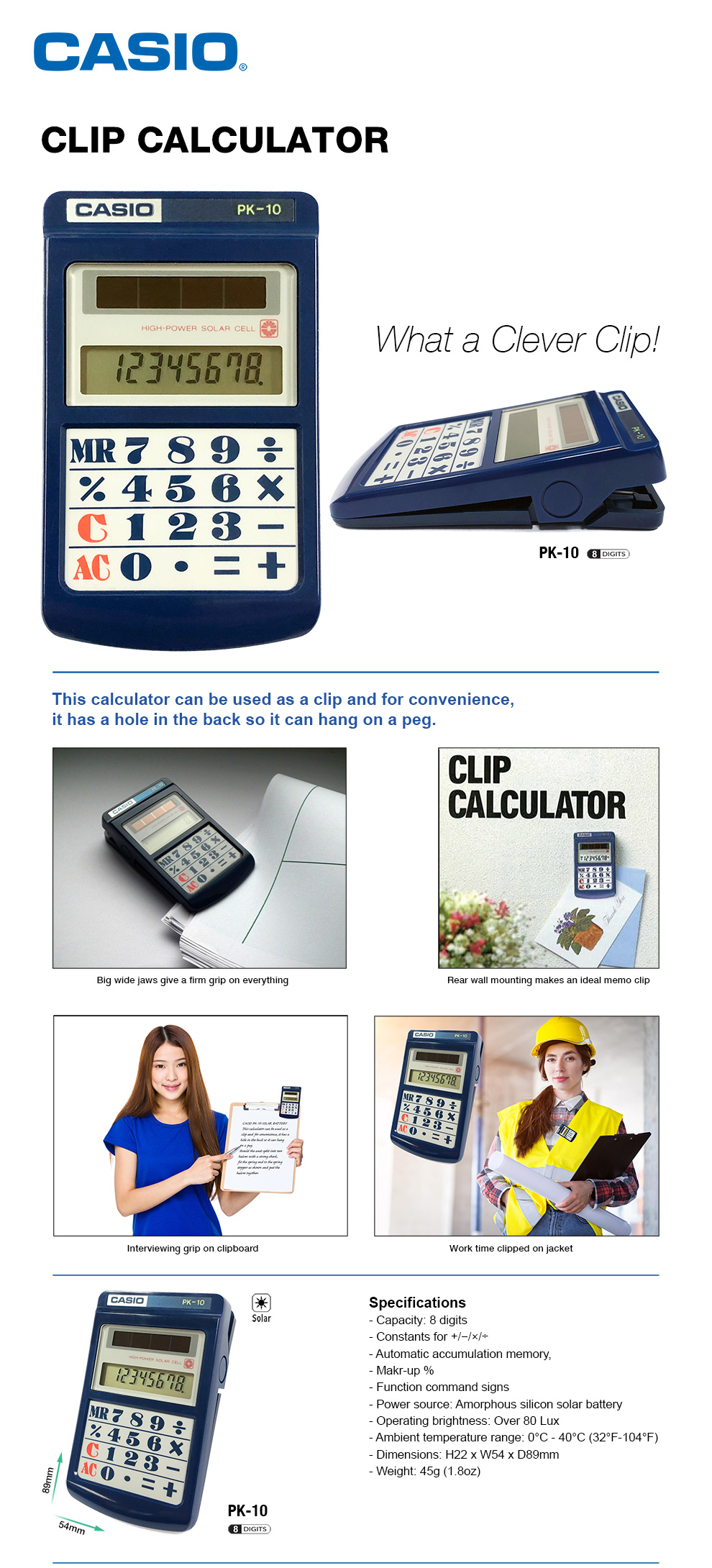 CLIP Calculator, Solar, 8 digits, markup percent, PK-10